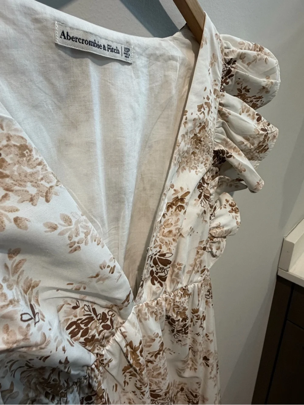Abercrombie & Fitch Cream Maxi Dress with Brown Floral Print